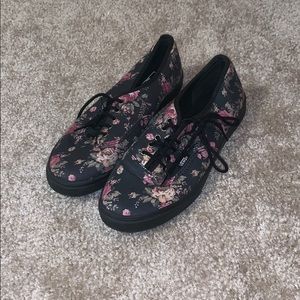 Black floral vans